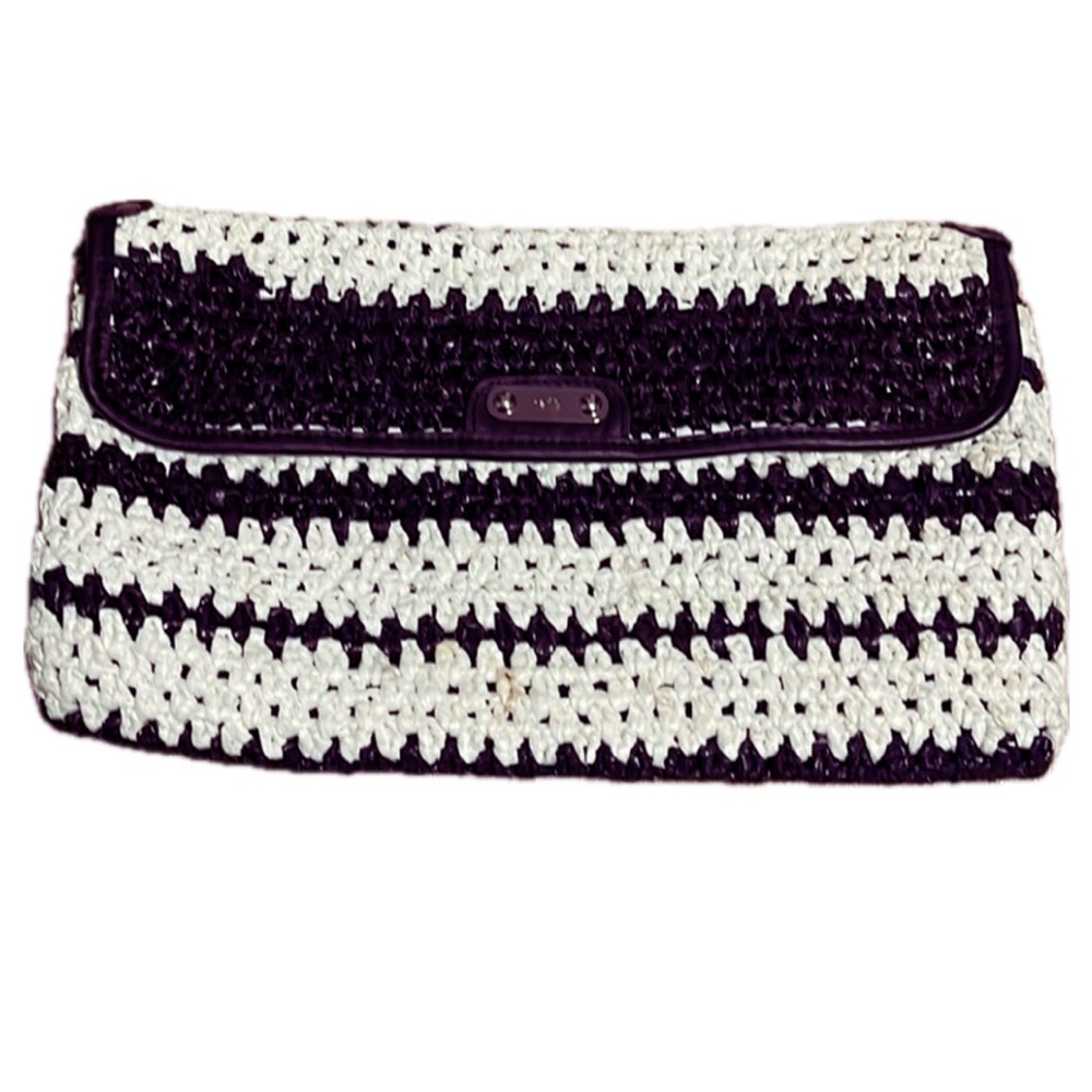 Rafe- Ann Wizer Crocheted Black & White Eco Friendly Large Clutch